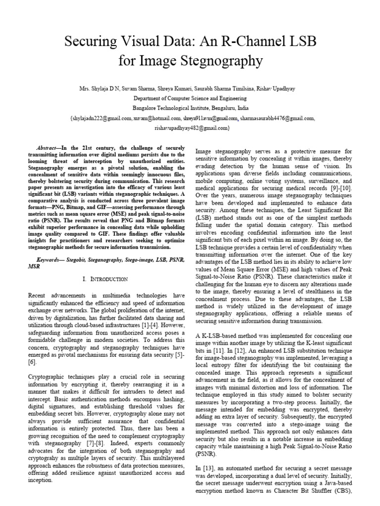 R-Channel LSB Steganography Analysis | PDF | Databases | Cryptography