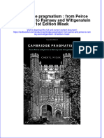 Textbook Cambridge Pragmatism From Peirce and James To Ramsey and Wittgenstein 1St Edition Misak Ebook All Chapter PDF