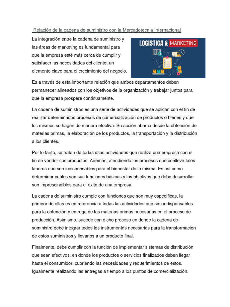 Integración de Cadena de Suministro y Marketing | PDF | Marketing ...