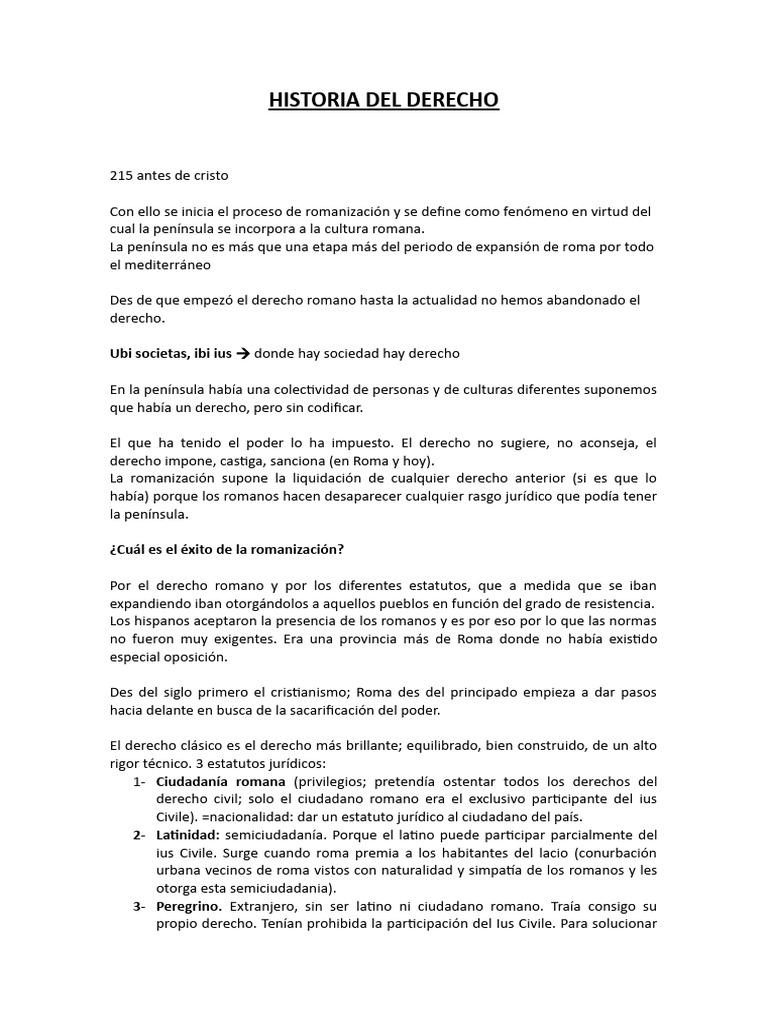 Evolución del Derecho en Hispania | PDF | imperio Romano | Roma antigua