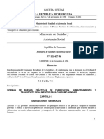 Gaceta Oficial 36081 Normas de Buenas Practicas de Fabricacion Almacenamiento y Transporte de Alimentos Para Consumo Humano (1)