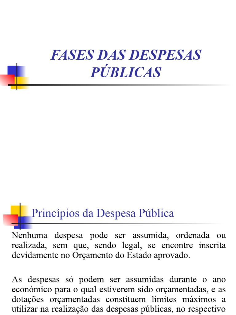 Fases da Despesa Pública | PDF | Cheque (banco) | Gastos públicos