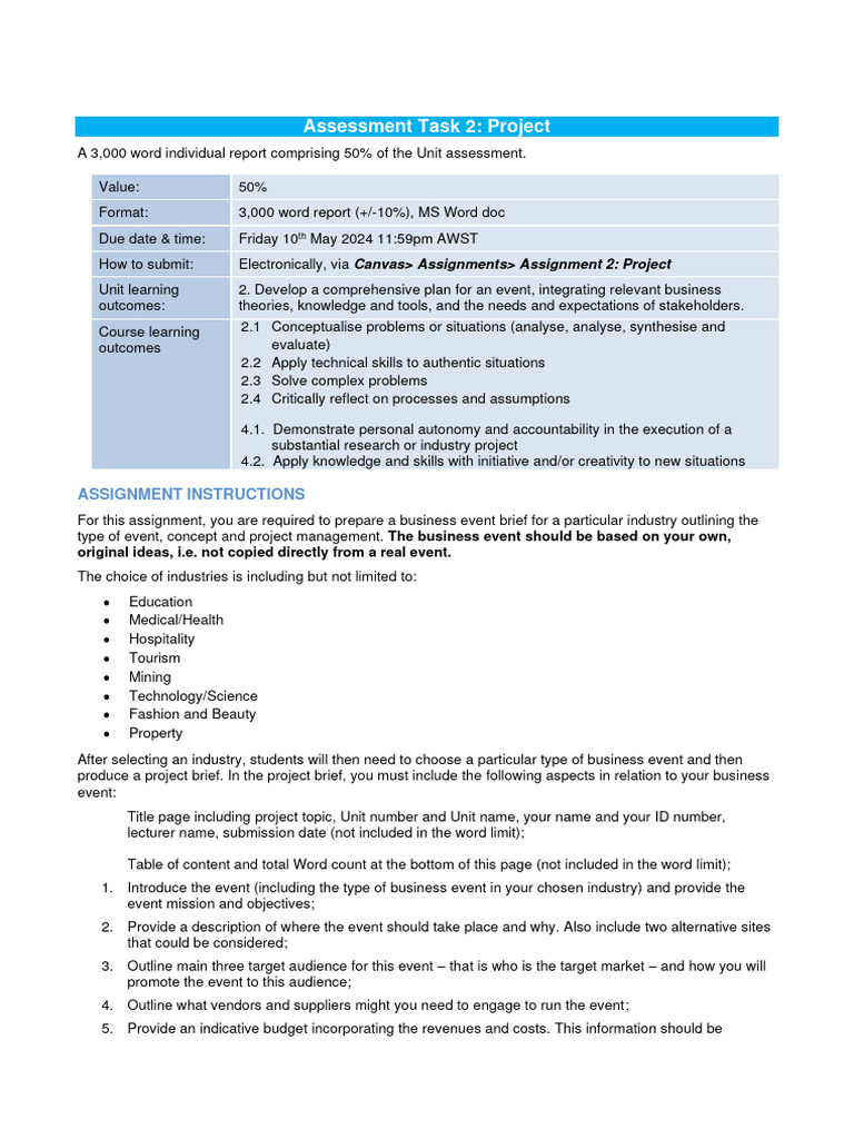 2024+Sem1+Assessment+Task+2 Instruction | PDF | Learning | Cognition