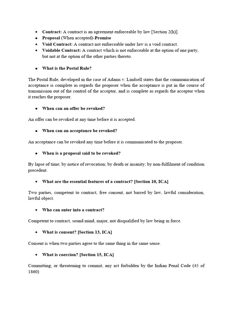 Contracts - Question and Answers | PDF | Guarantee | Justice