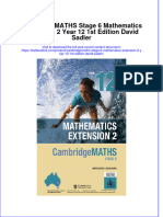 PDF Cambridgemaths Stage 6 Mathematics Extension 2 Year 12 1St Edition David Sadler Ebook Full Chapter