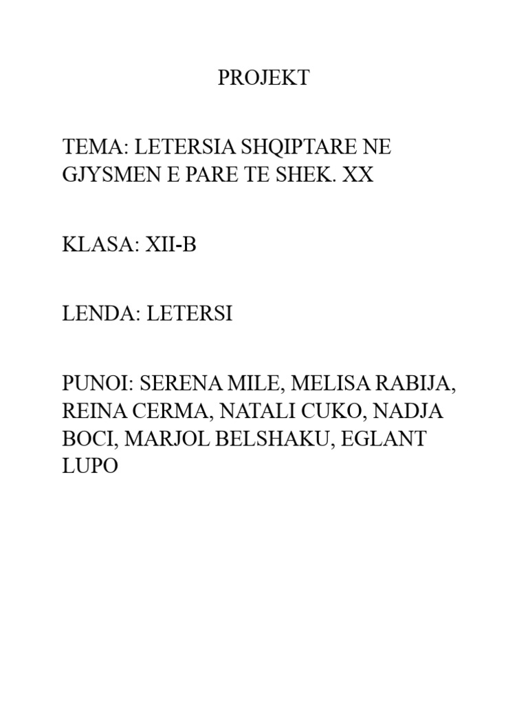 projekt letersi | PDF