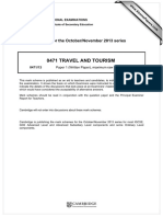 0471 Travel and Tourism: MARK SCHEME For The October/November 2013 Series