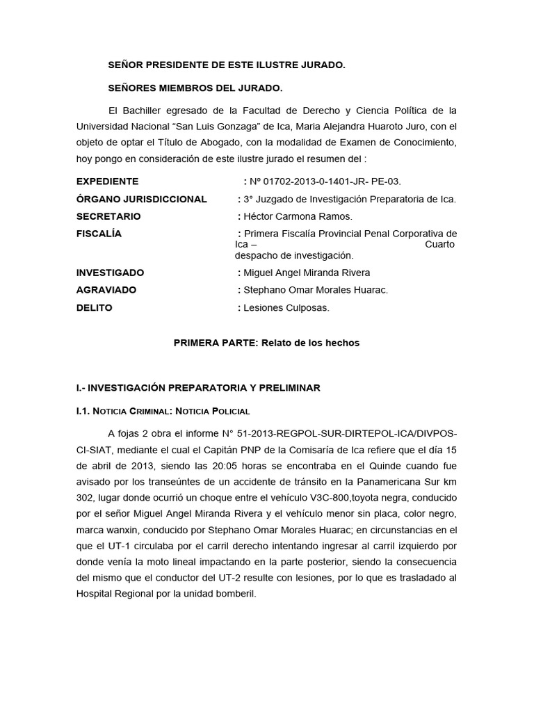 Resumen de Expediente Penal | PDF | Sentencia (ley) | Caso de ley