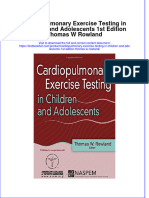 Download textbook Cardiopulmonary Exercise Testing In Children And Adolescents 1St Edition Thomas W Rowland ebook all chapter pdf 
