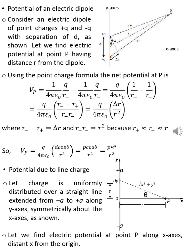 Electric Potential of Dipoles and Line Charges | PDF | Dipole | Electricity
