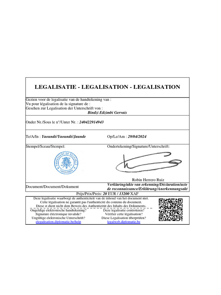 Legalisation de signature à Yaoundé | PDF