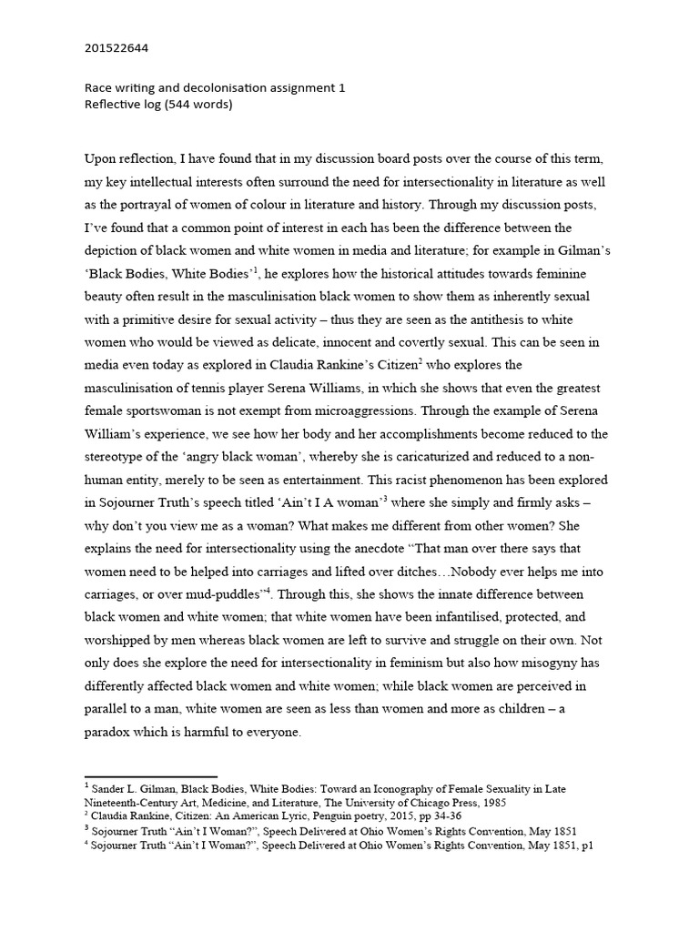 Race Writing and Decolonisation Assignment 1 | PDF | Intersectionality ...