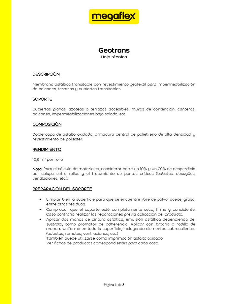 HT Megaflex Geotrans | PDF | Materiales