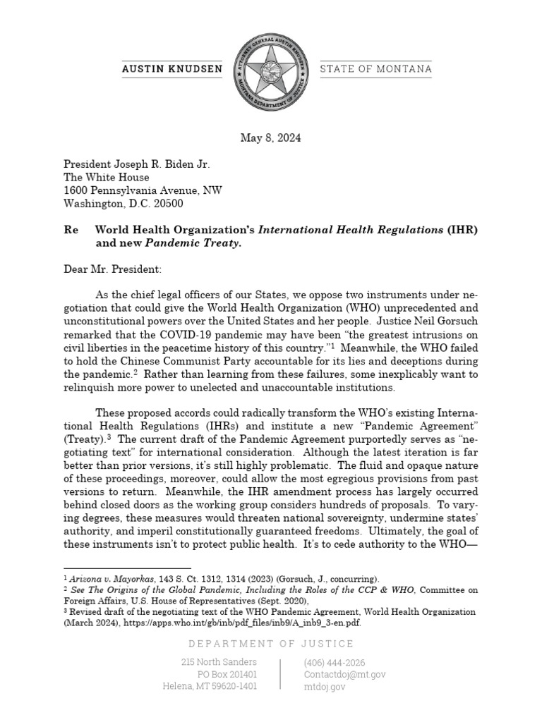 Opposition to WHO Health Regulations 2024 | PDF | World Health ...