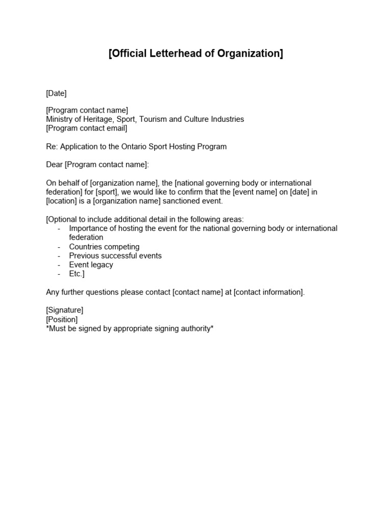 Sanction Letter Template for Events | PDF