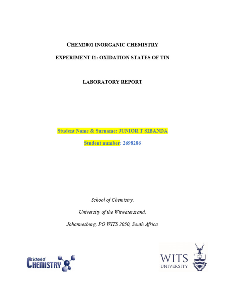 The Oxidation States of Tin (IV) Iodide Report. Junior PDF Tin Organic Synthesis
