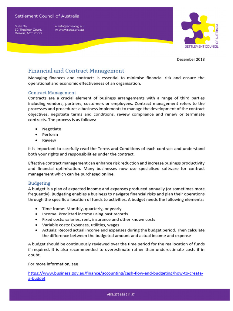 Financial Management and Contracting Guide | PDF | Balance Sheet | Expense