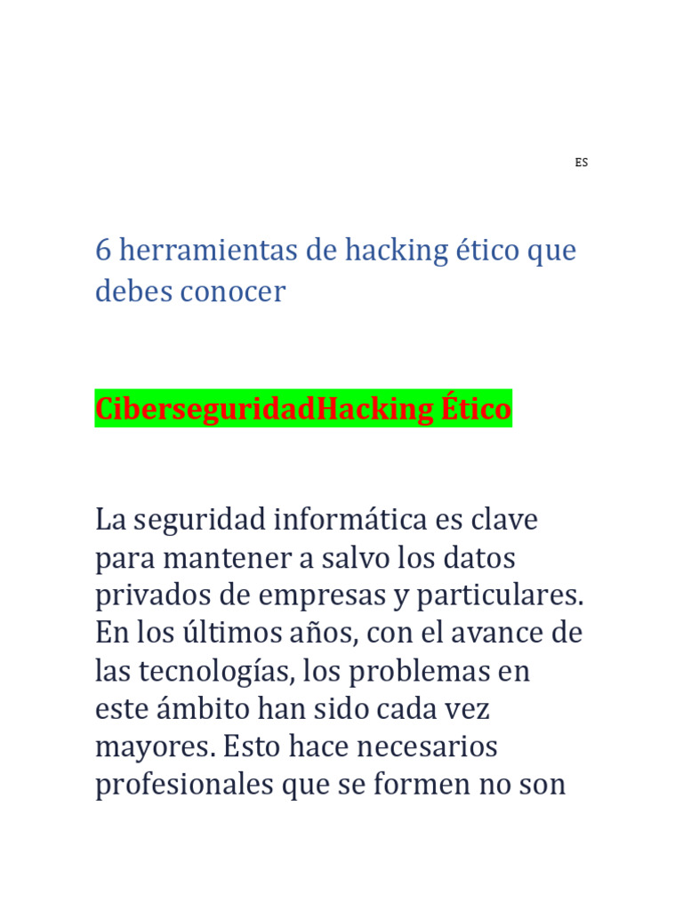 Documentacion De Herramienta De Haking Etico By Tap Ofc Pdf La