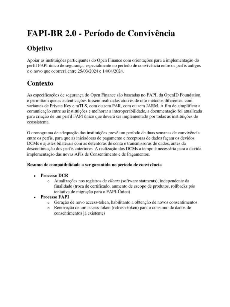 FAPI-BR 2.0: Guia de Convivência 2024 | PDF | Autenticação ...