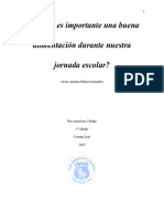 Informe ¿Por Qué Es Importante Una Buena Alimentación Durante Nuestra Jornada Escolar - (Javier Ilabaca)