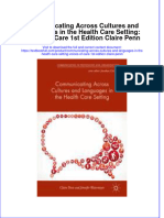 Textbook Communicating Across Cultures and Languages in The Health Care Setting Voices of Care 1St Edition Claire Penn Ebook All Chapter PDF