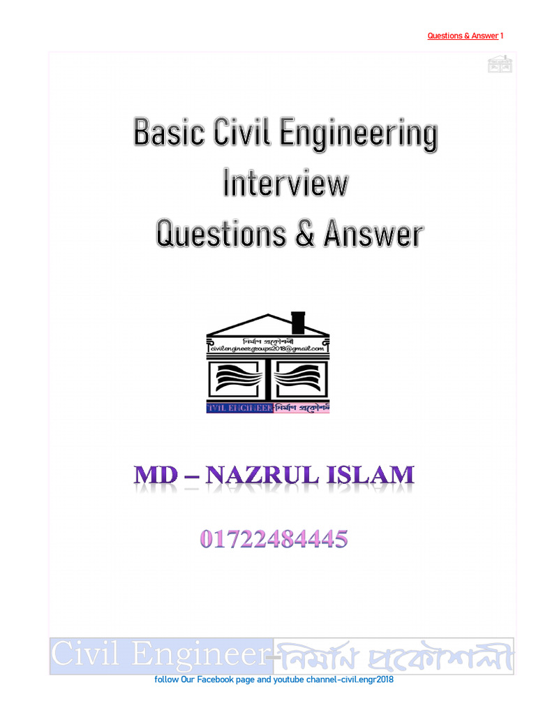 Basic Civil Engineering Interview Questions and Answers PDF 2023 PDF