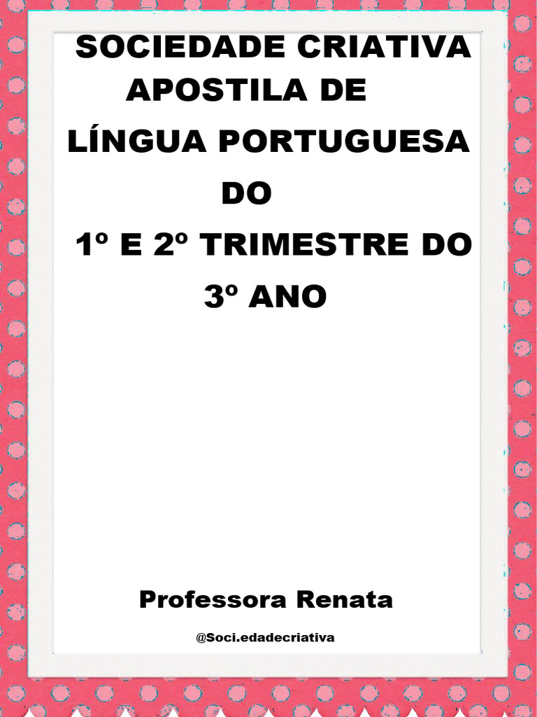Apostila de Lingua Portuguesa 3 Ano | PDF | Estresse (Linguística) | Sílaba