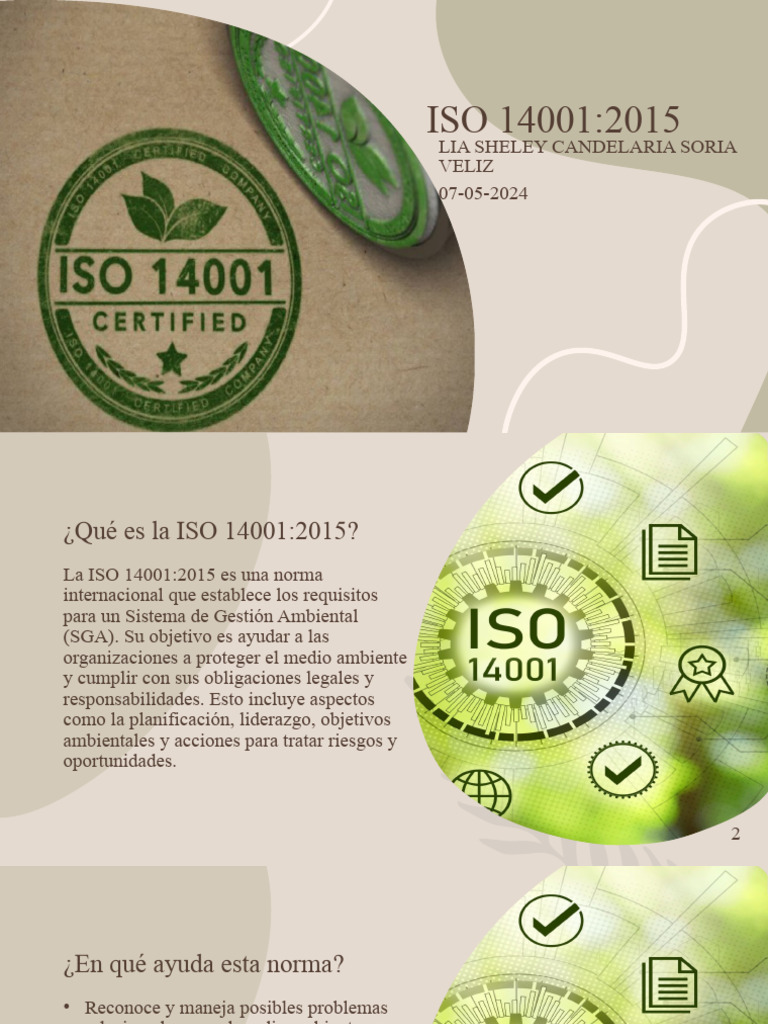 Diapositivas Iso 14001 Lia Soria Veliz | PDF | Entorno natural