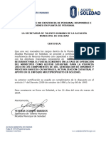 Secretaría de Talento Humano: Alcaldia Municipal de Soledad Calle 41 # 17-27 Barrió La Ilusión