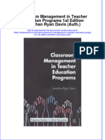 Textbook Classroom Management in Teacher Education Programs 1St Edition Jonathan Ryan Davis Auth Ebook All Chapter PDF
