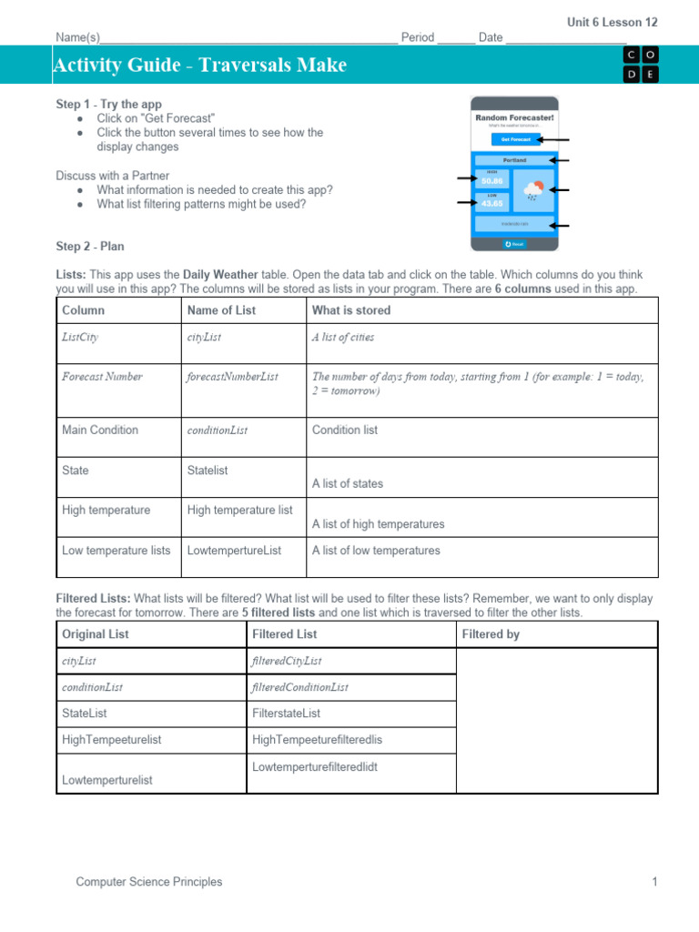Activity guide traversals make unit 6 lesson 12 download free pdf