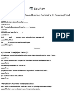 From Hunting-Gathering To Growing Food Class 6 Worksheet History Chapter 2
