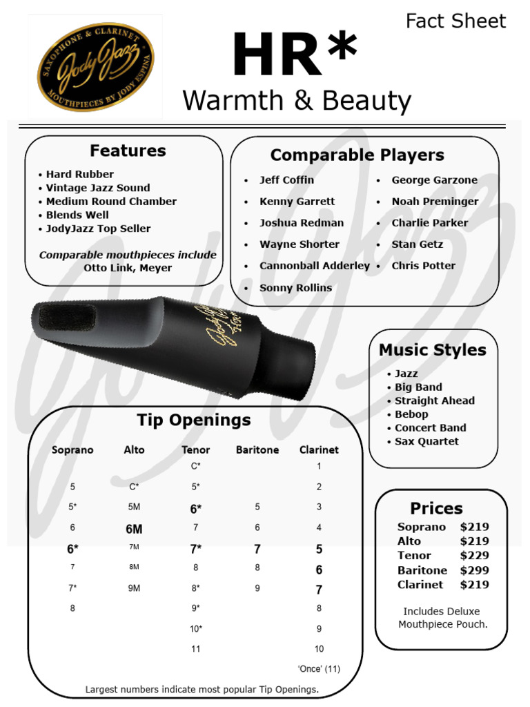 HR Star Series Fact Sheet 2023 PDF Tenor Saxophone Popular Music