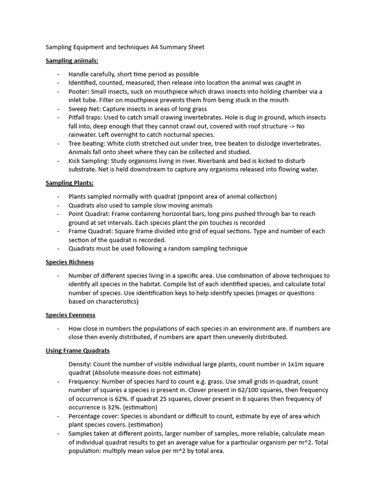 Sampling Techniques for Animals and Plants | PDF | Mean