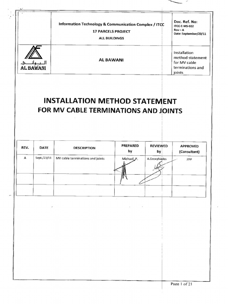 ITCCEMS022 RevA Installation of MV Cable Terminations and PDF
