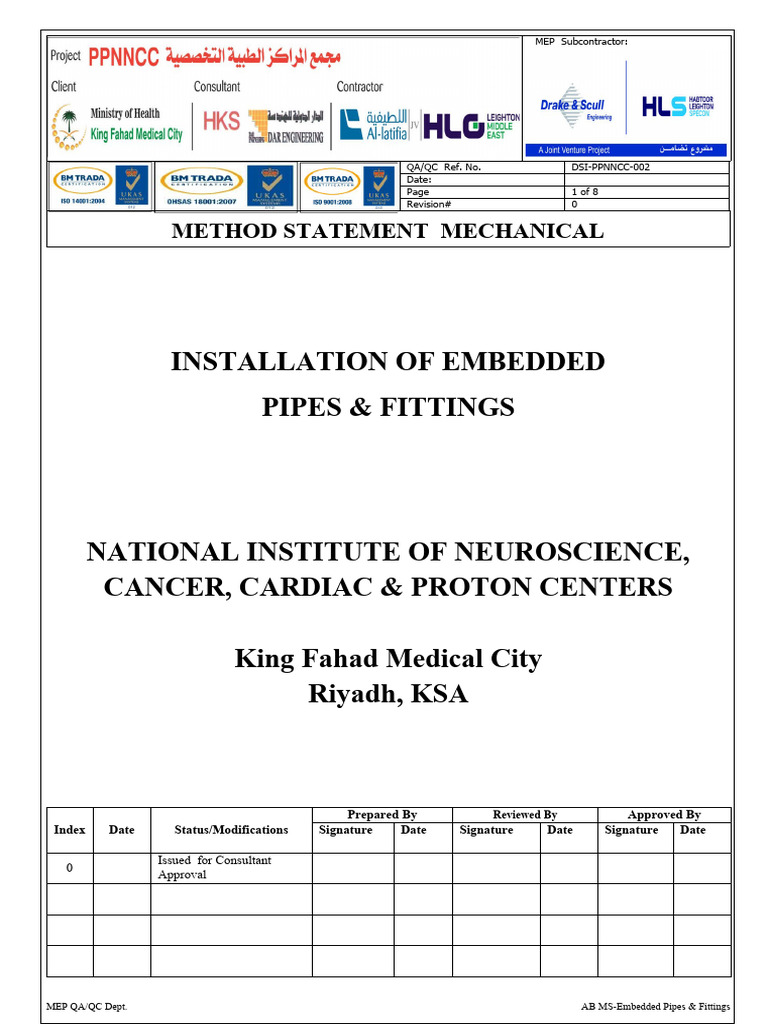 Installation of Embedded Pipes & Fittings | PDF | Pipe (Fluid ...