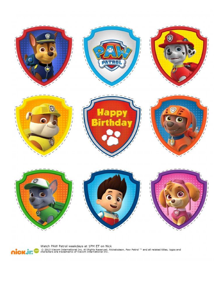 PAW Patrol Treat Toppers Templates Nick Jr PDF