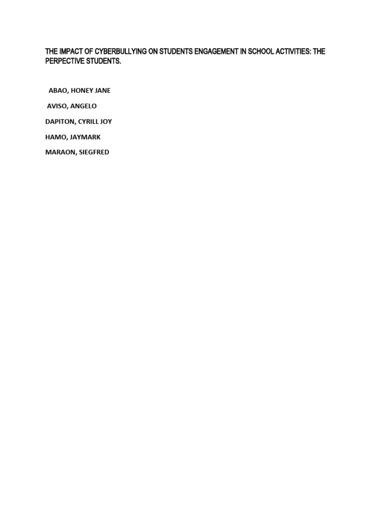 Cyberbullying's Impact on Student Engagement | PDF | Cyberbullying ...
