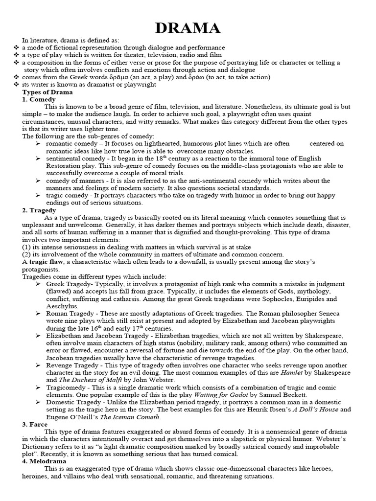 Drama Pdf Tragedy Play Theatre