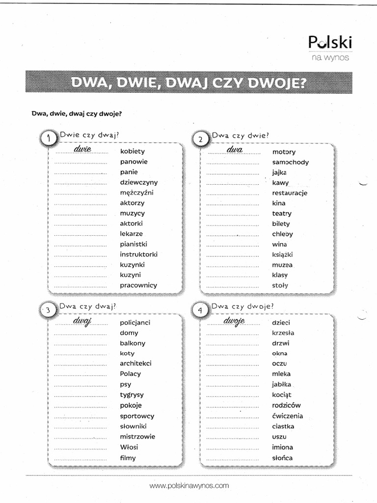 Dwa Dwie Dwaj Czy Dwoje Pdf