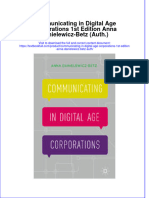 Textbook Communicating in Digital Age Corporations 1St Edition Anna Danielewicz Betz Auth Ebook All Chapter PDF