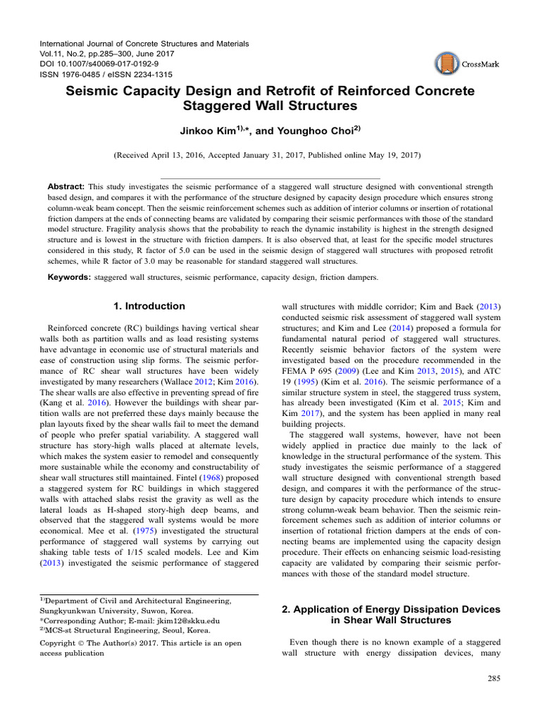 Seismic Capacity Design and Retrofit of Reinforced Concrete Staggered ...