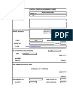VISITING CARD REQUISITION SHEET