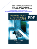 Textbook Computational Techniques For Process Simulation and Analysis Using Matlab 1St Edition Niket S Kaisare Ebook All Chapter PDF