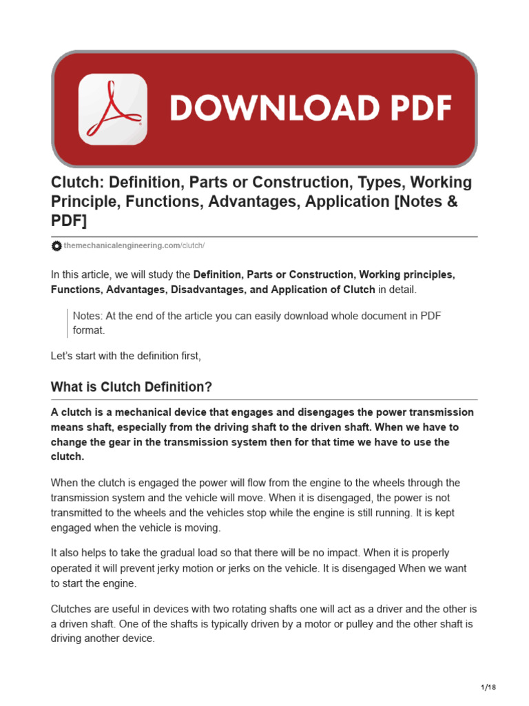clutch-definition-parts-or-construction-types-working-principle