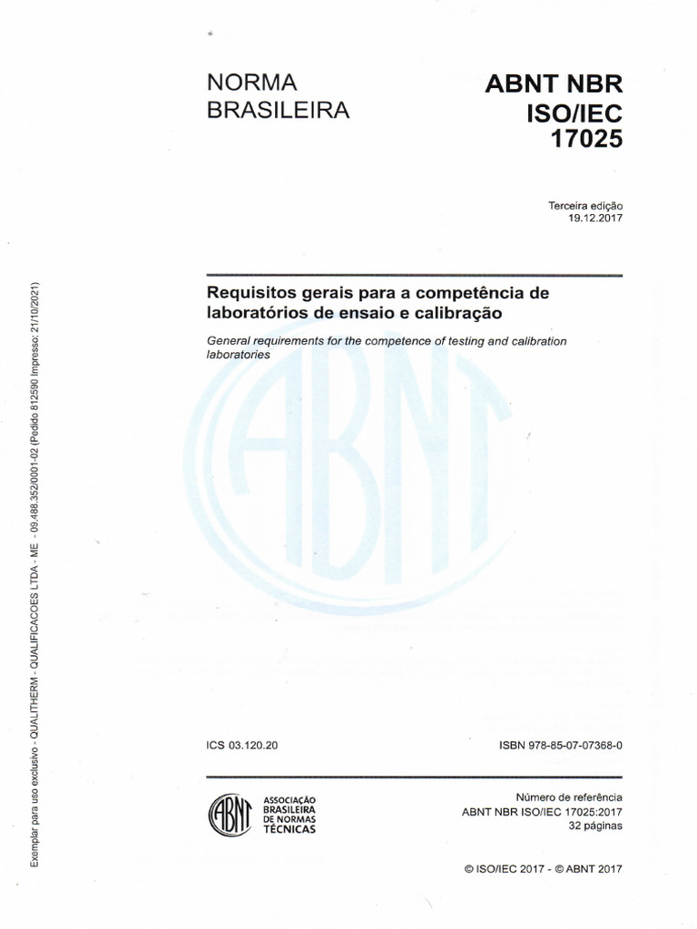 Abnt NBR Iso-Iec 17025-2017 | PDF