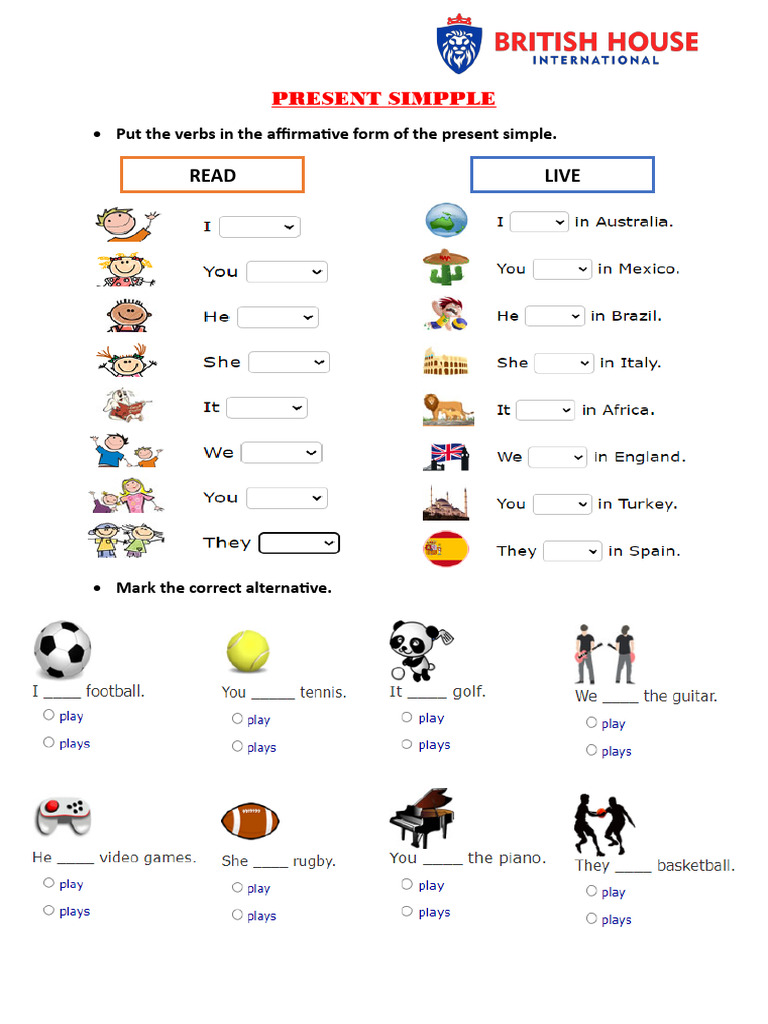 Present Simple Verb Exercises | PDF