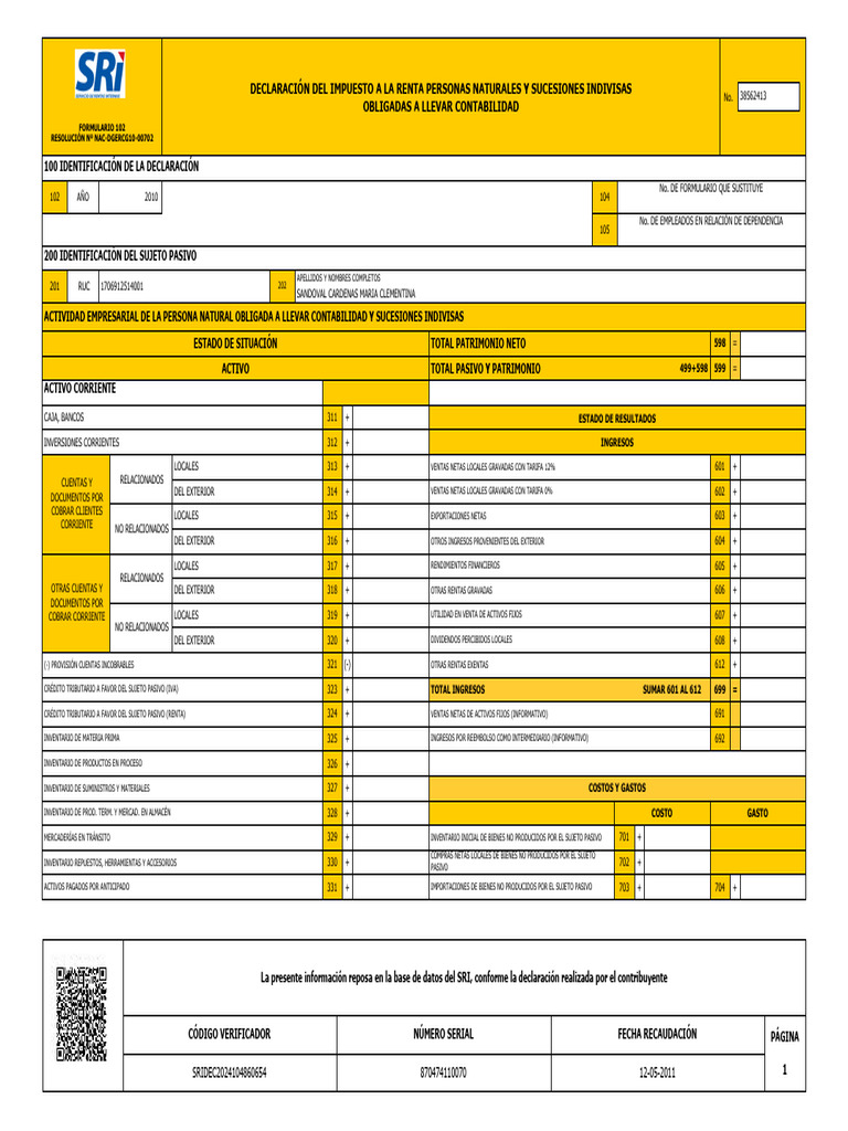 Declaracion 870474110070 | PDF | Finanzas del gobierno | Impuestos