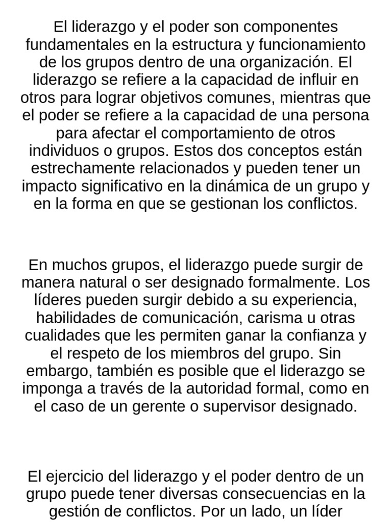 Liderazgo y poder en la gestión de conflictos | PDF | Liderazgo | Sicología