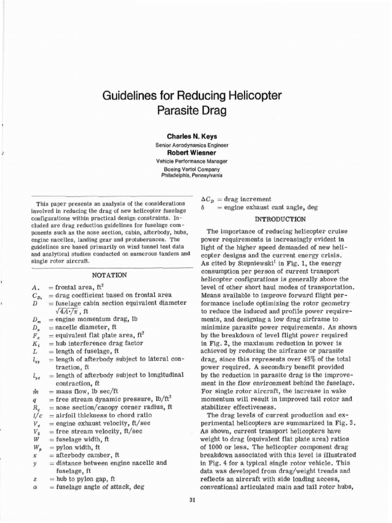 Reducing Helicopter Parasite Drag | PDF | Helicopter Rotor | Drag (Physics)